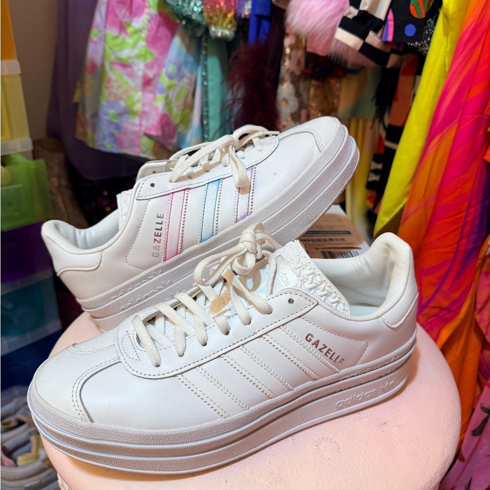 Adidas Gazelle Women's White and Pink Sneakers
